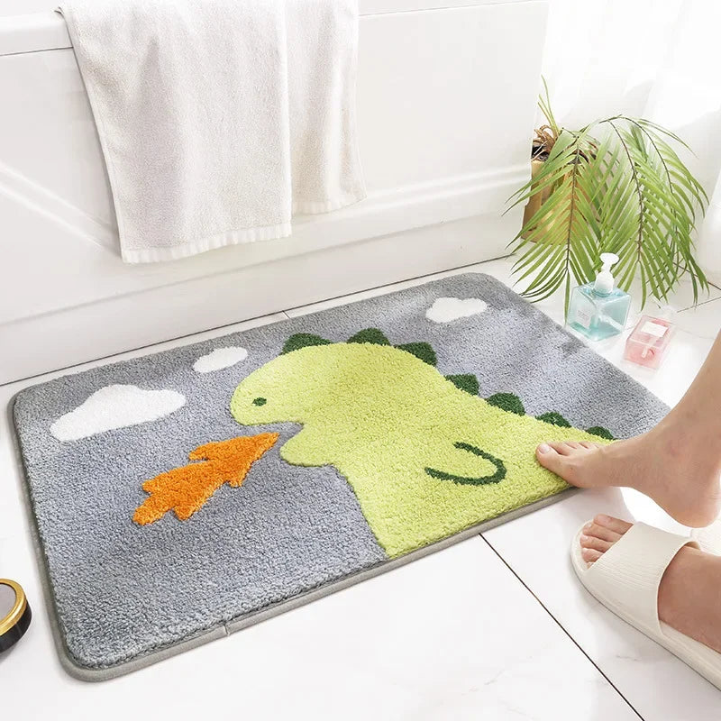 Afralia™ Cartoon Animal Bathroom Carpet - Non-slip Absorbent Soft Bath Rug