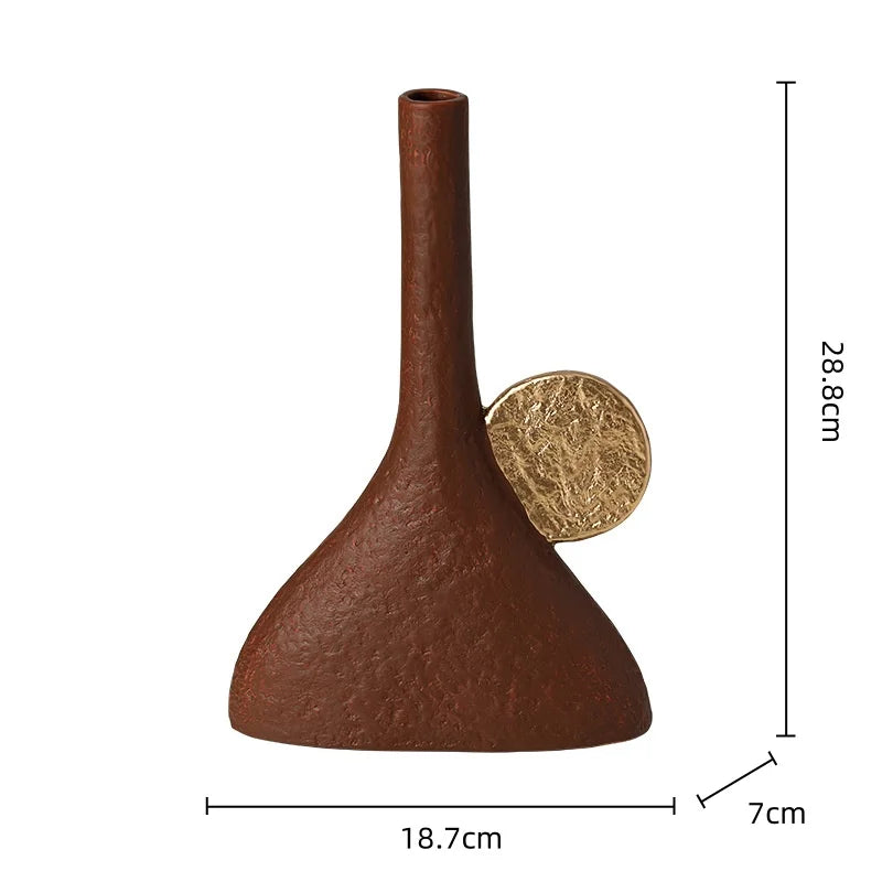 Afralia™ Geometric Triangle Ceramic Vase Flower Arrangement Home Decoration Art