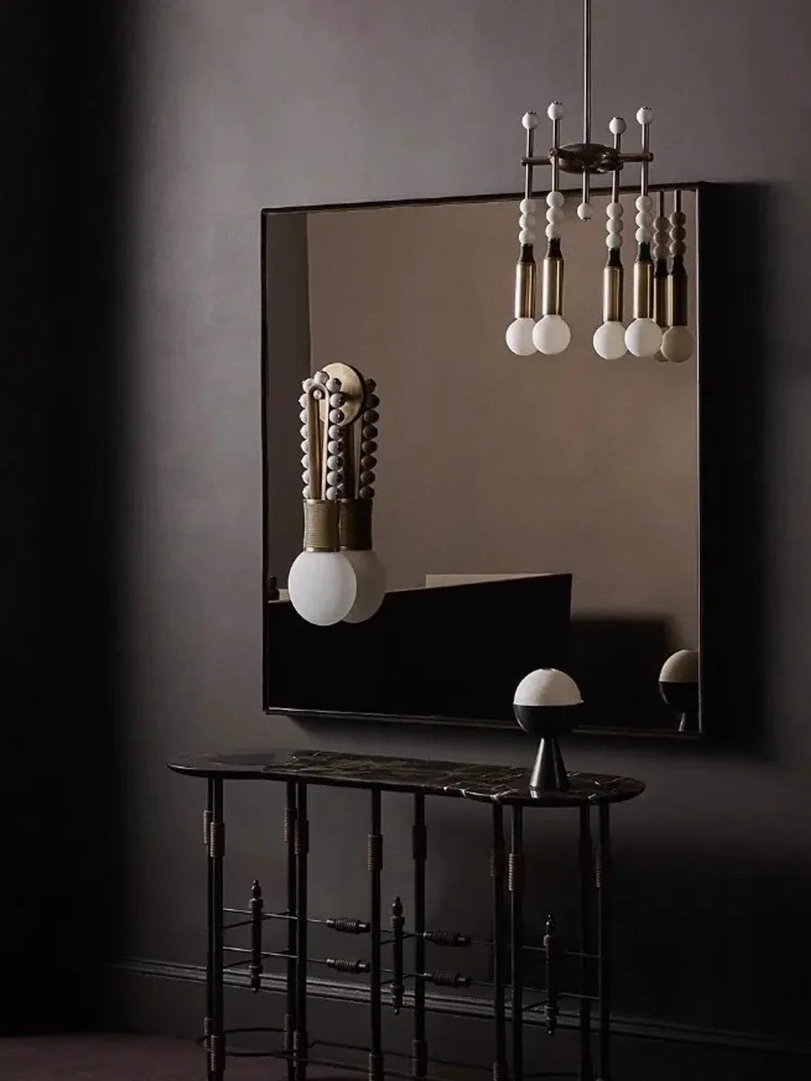 Afralia™ Classic Brass Marble Wall Sconce Bedside Light Luxe Background Décor