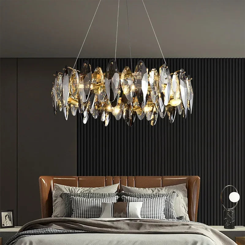 Afralia™ Modern Luxury Crystal Ceiling Chandelier for Dining Living Room Bedroom Hall