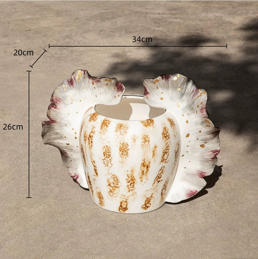 Afralia™ Wavy Wings Hand-painted Ceramic Vases: Unique Floral Decor & Home Accessory