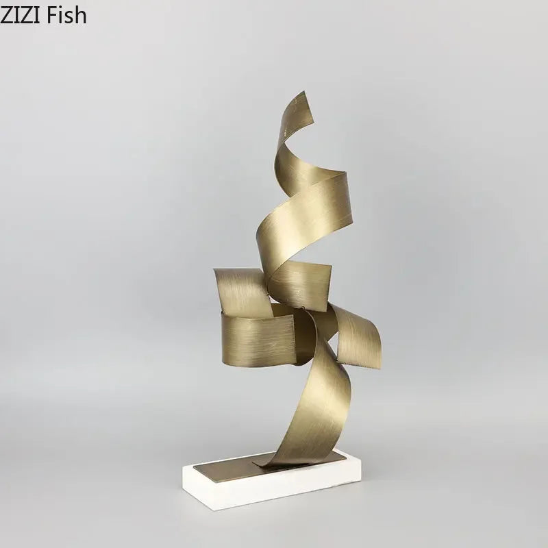 Afralia™ Streamer Marble Metal Statue - Modern Living Room Decor