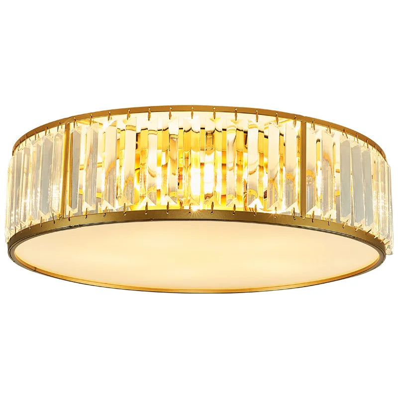 Afralia™ Luxury Crystal LED Ceiling Lamp - Black/Gold Round Chandelier for Bedroom & Living Room