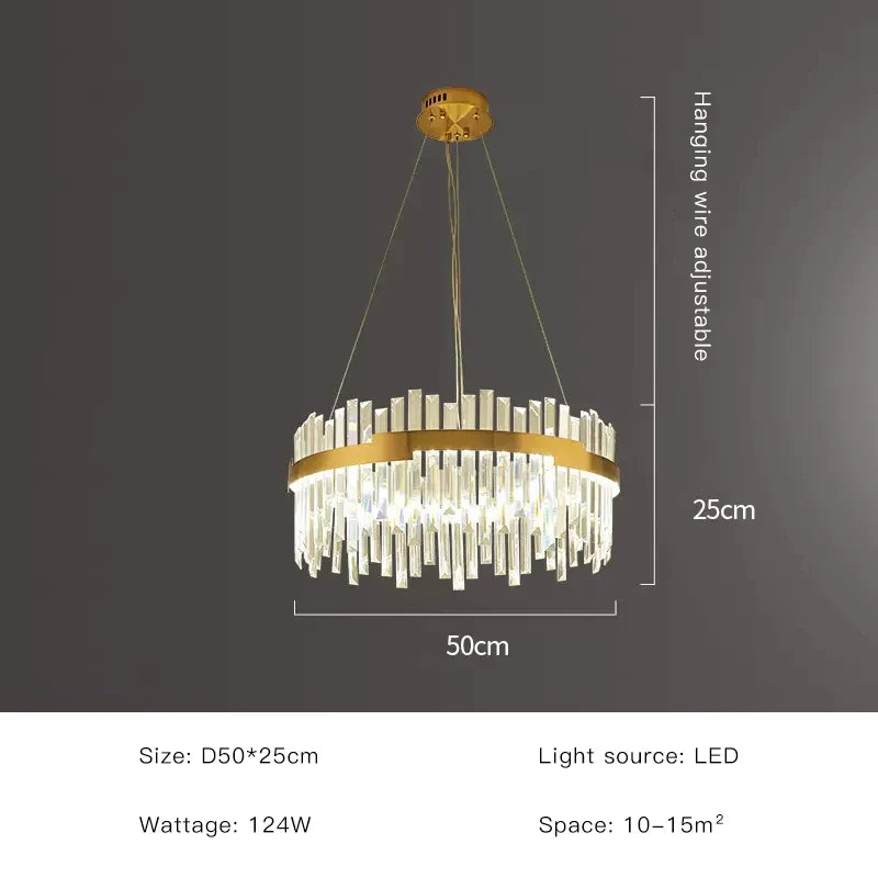 Afralia™ Full Spectrum Gold Crystal Chandelier: Modern Luxury for Living Room, Bedroom, Dining Room