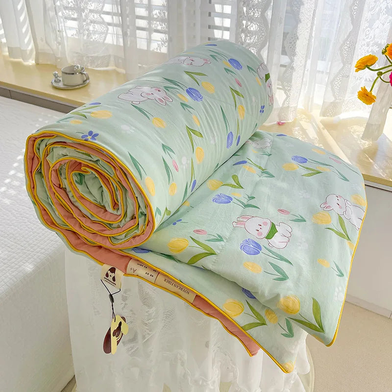 Afralia™ Double Layered Soya Fibre Filling Quilt: Soft, Breathable, Grade A Maternal and Child Comforter