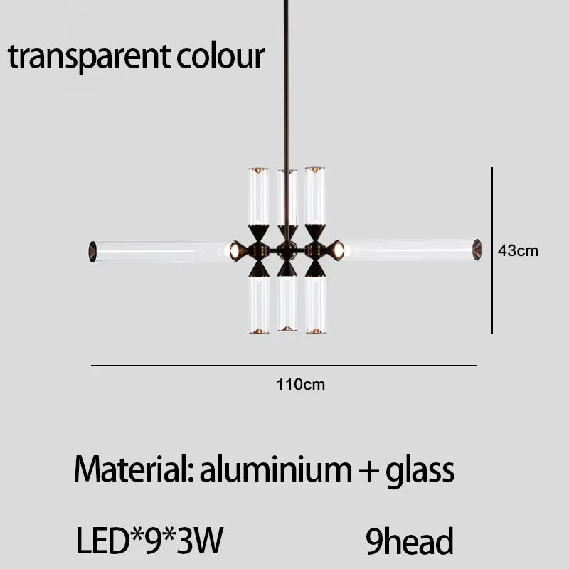 Afralia™ Glass Tube Chandelier: Modern LED Pendant Lamp for Living Room, Bedroom, Cafe, and Dining Room.