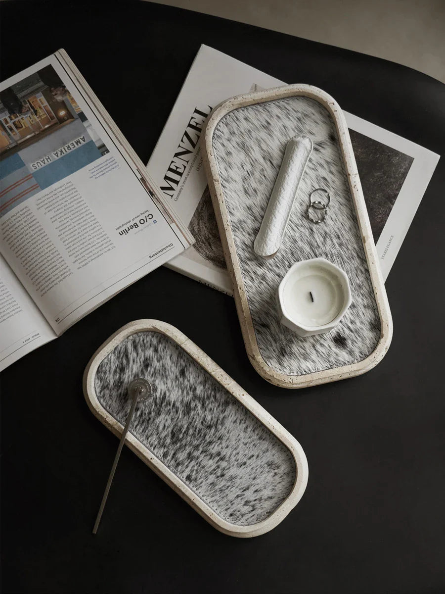 Travertine Horsehair Tray by Afralia™: Elegant and Versatile for Serving, Displaying, and Organizing