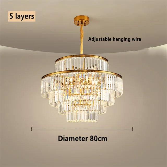 Afralia™ Crystal Luxury Chandelier: Modern 5-Layer LED Ceiling Lamp for Home Indoor Decor