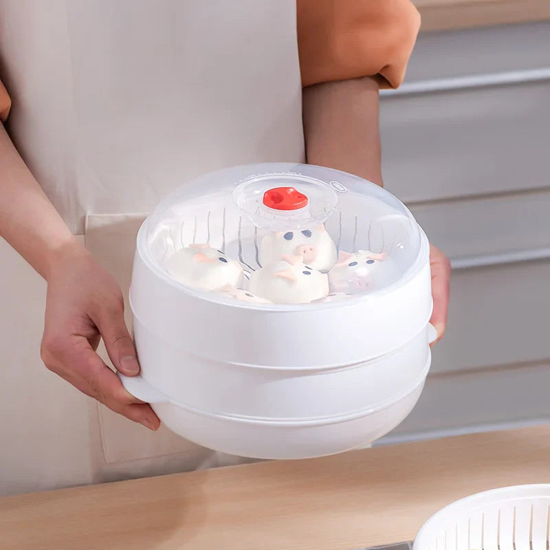 Afralia™ Multi Layer Microwave Steamer with Lid for Steamed Buns and Dumplings