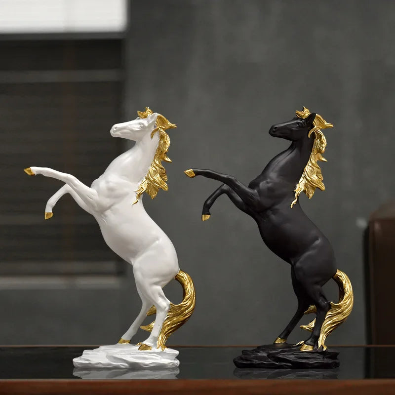 Afralia™ Horse Resin Sculpture Home Decor - Living Room Office Animal Decoration