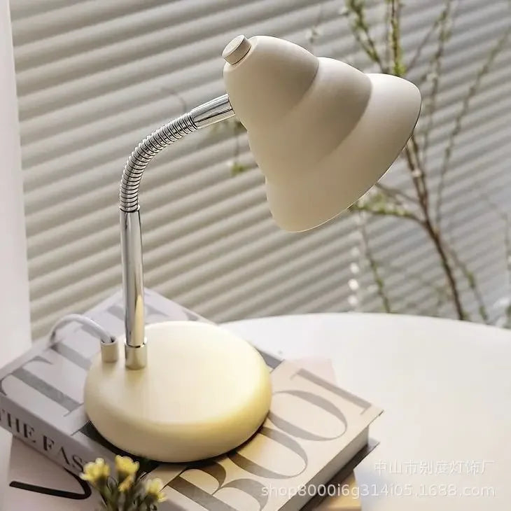 Afralia™ Creamy Style Screw Decoration Desk Lamp for Reading and Studying