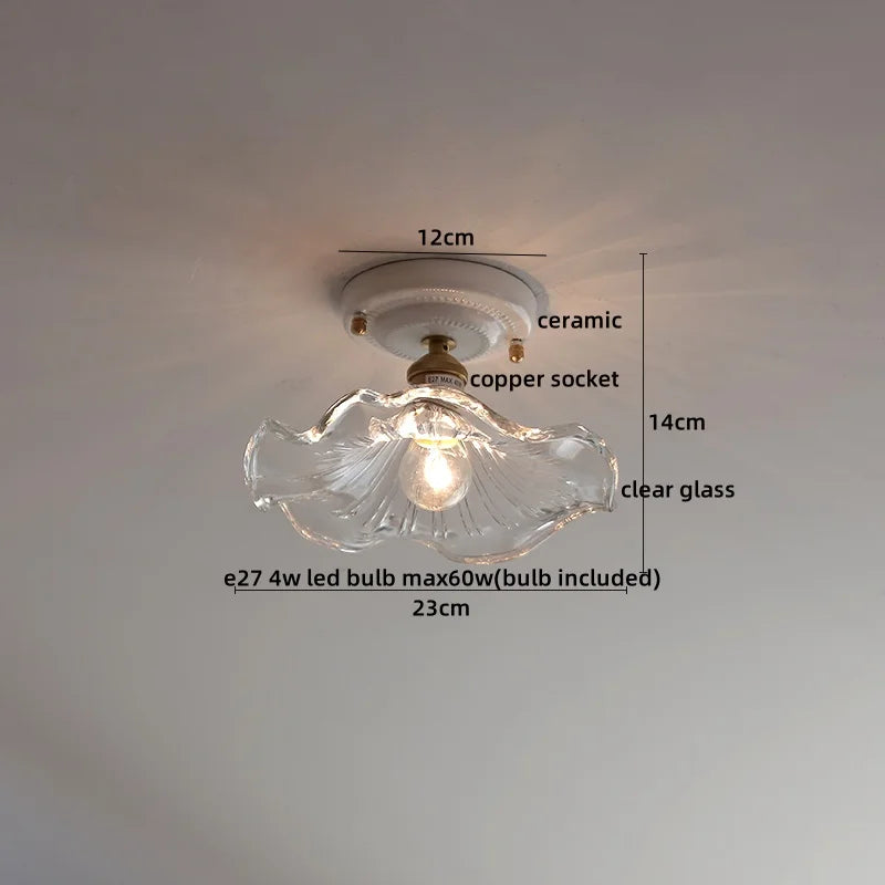 Afralia™ LED Canopy Ceiling Light Glass Copper Luminaria De Teto
