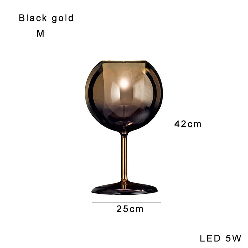 Afralia™ Rose Gold Blue Glass Table Lamp Luxury Decor Item
