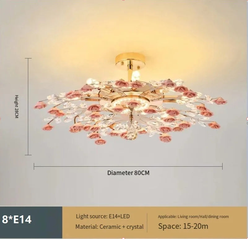 Afralia™ Ceramic Flower Crystal Ceiling Light - Modern Luxe LED Nordic Room Lamp