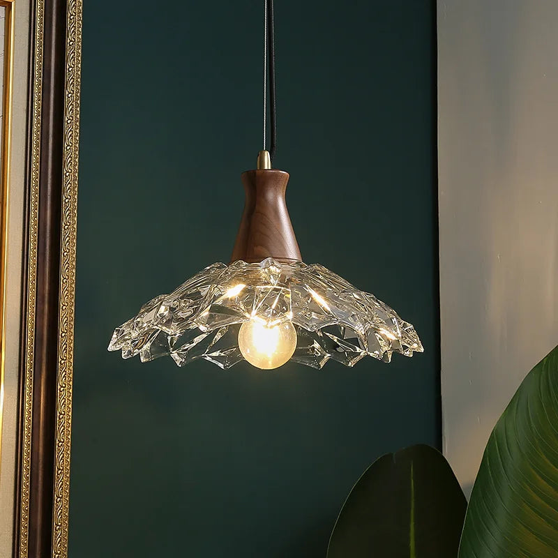 Afralia™ Modern LED Pendant Lights Glass Wood Suspension Luminaire