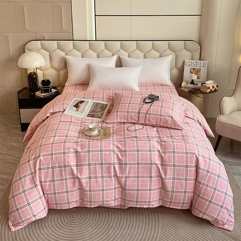 Afralia™ Striped Plaid Single Duvet Cover: Soft 100% Cotton Brushed Bedding for All Seasons