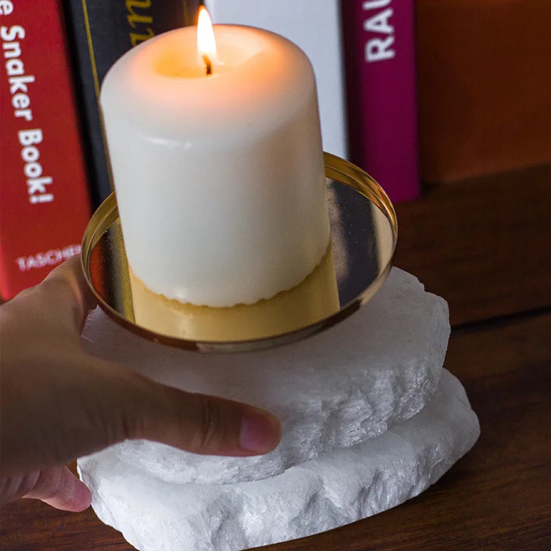 Afralia™ Natural Ore Handmade Candle Holder for Wedding Home Decor