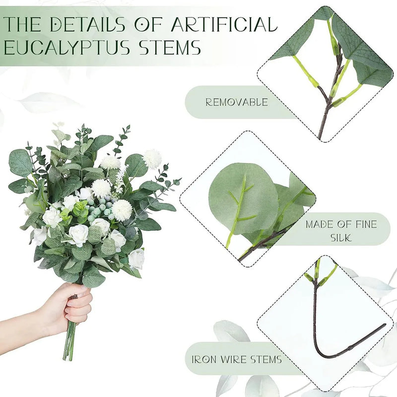 Afralia™ 30pcs Artificial Flower Plants Green Stem Combo for DIY Bouquet & Event Decor