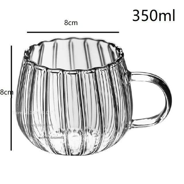 Afralia™ Stripe Glass Coffee Mug with Handle - Heat-resistant Drinkware