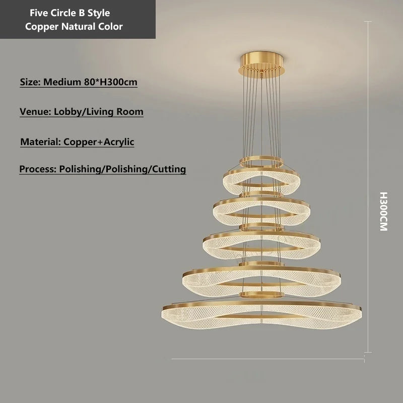 Afralia™ Acrylic Living Room Chandelier Pendant Lamp Fixture LED Lighting