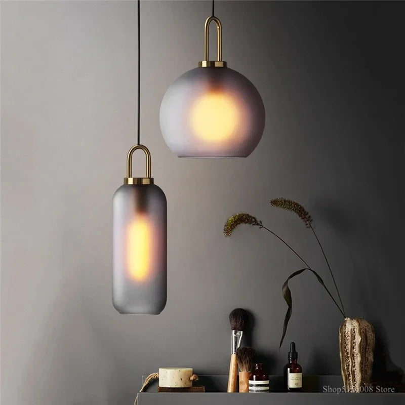 Afralia™ Smoke Glass Pendant Lights for Home Decor and Lighting in Kitchen and Bedroom