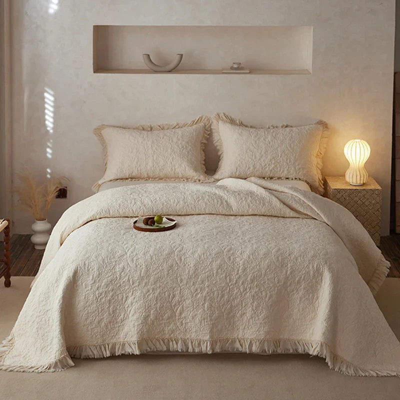 Afralia™ Cotton Quilted Bedspread Set with Pillowcase - Versatile & Summer-Ready