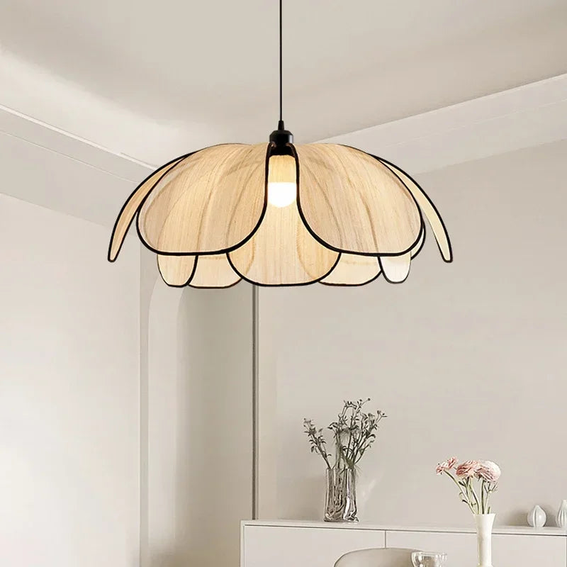 Afralia™ Petal Rattan Pendant Lamp, Elegant Ceiling Light for Dining Room & Living Space