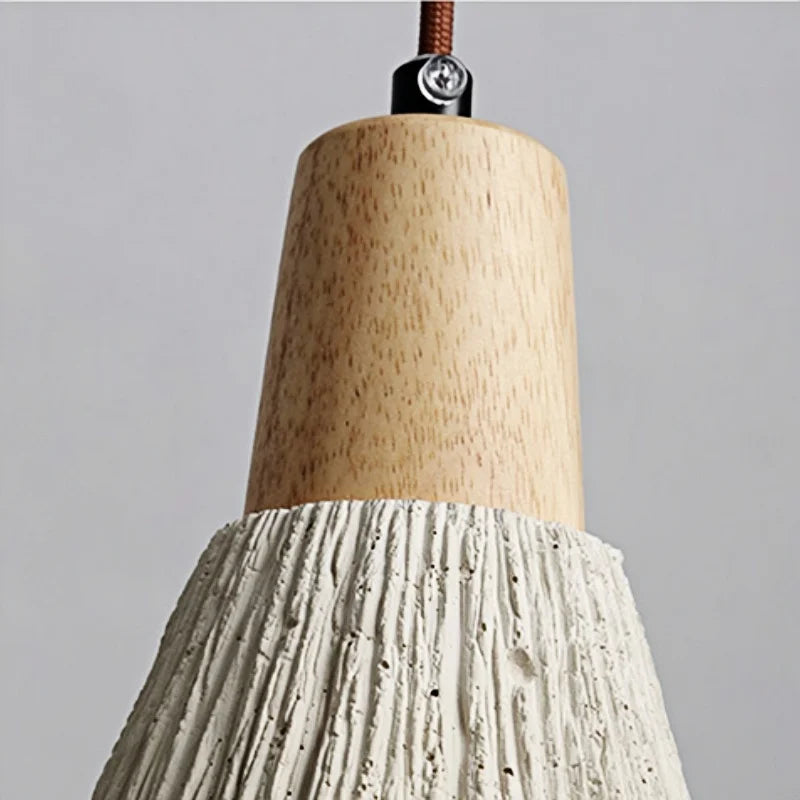 Afralia™ LED Wall Light Fixture Cement Wood Base Bedside Lamp