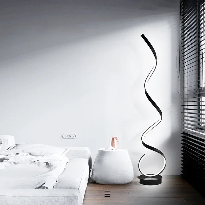 Afralia™ Curved Line LED Floor Lamp - Minimalist Iron Design for Bedroom, Living Room