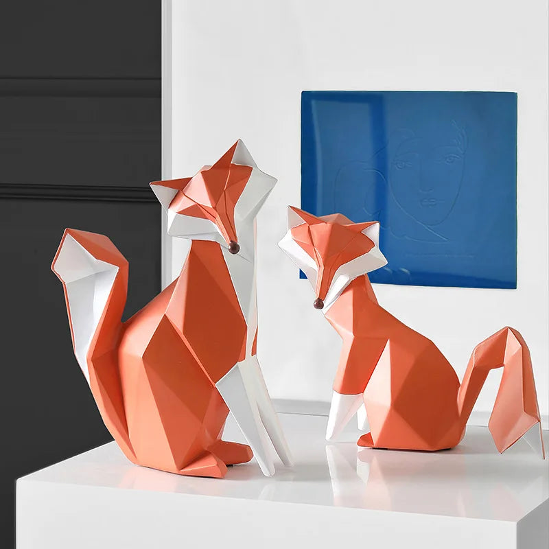 Afralia™ Fox Figurine Resin Art Sculpture for Modern Home Decor and Gifts