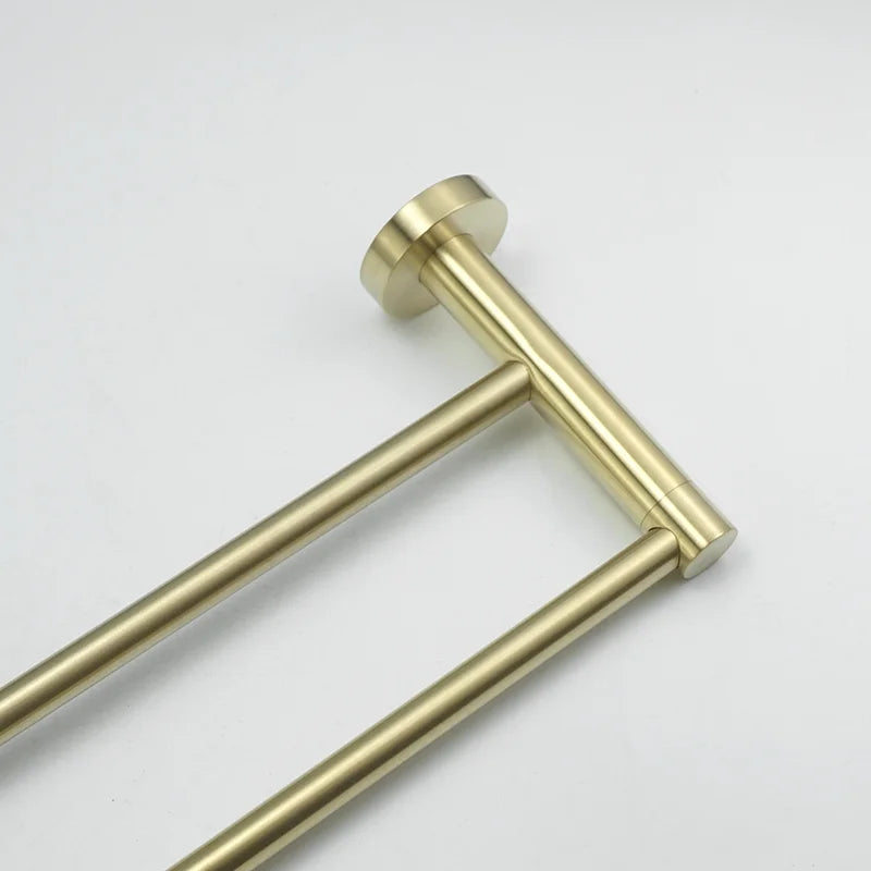 Afralia™ Brushed Gold Bath Hardware Set: Paper Holder, Towel Bar, Robe Hook - Wall Mount Bathroom Accessories