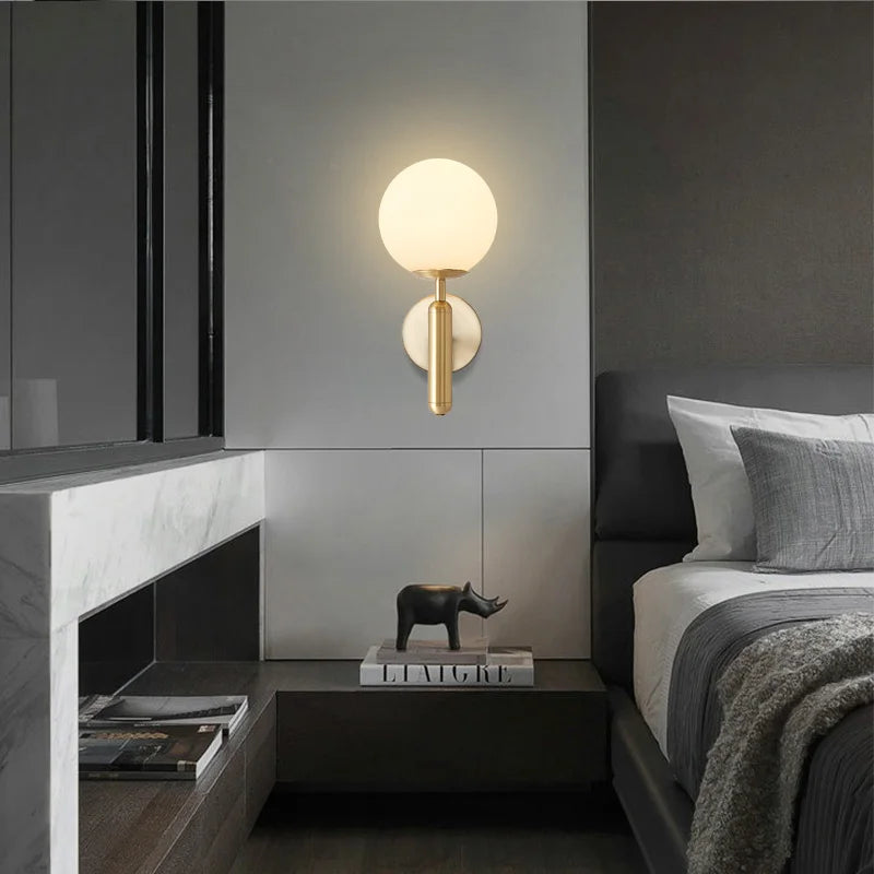 Afralia™ Glass Ball Mirror Wall Lights for Bedroom Living Room Decor