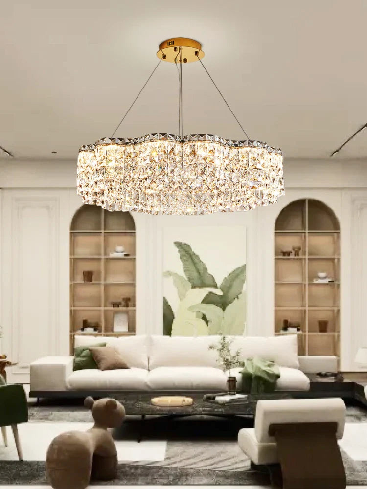Afralia™ Crystal Chandelier Pendant Light, Elegant Hanging Lamp Fixture
