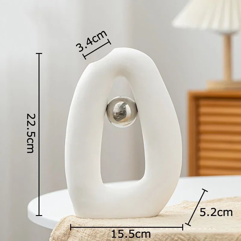 Afralia™ Silver Ball Ceramic Vase Artificial Flower Room Decor