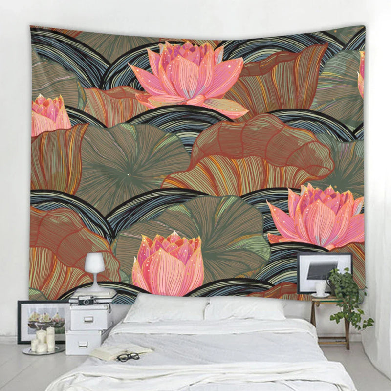 Afralia™ Floral Mandala Tapestry Wall Hanging for Boho Room Decor