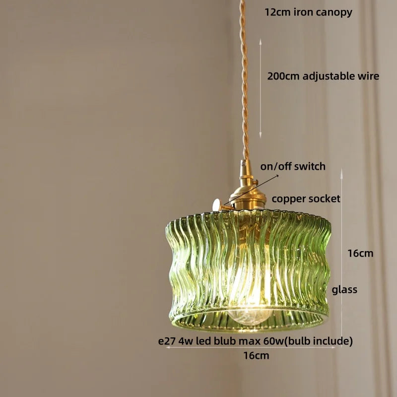 Afralia™ Amber Glass LED Pendant Light Fixture Modern Home Lighting Plafond Lamp