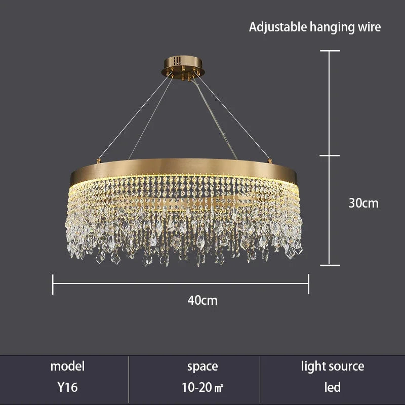 Afralia™ Crystal Chandelier: Luxury Gold LED Circle Ceiling Pendant Light