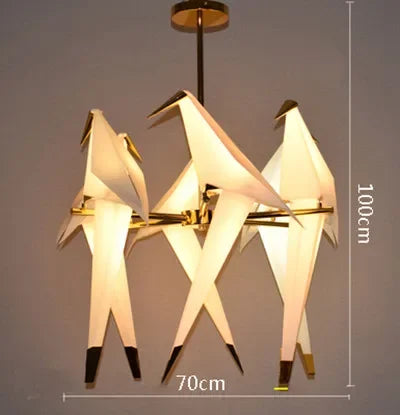 Afralia™ Crane Chandelier Iron LED Light for Bedroom Dining Children's Room