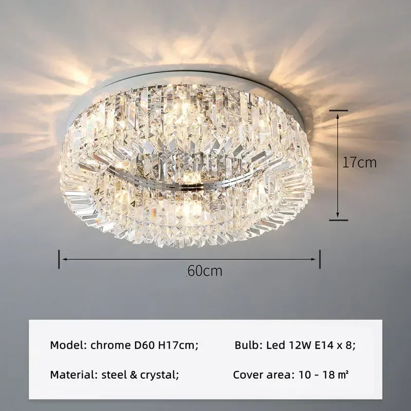 Afralia™ Crystal LED Ceiling Light Chandelier for Bedroom, Modern Round Indoor Lighting