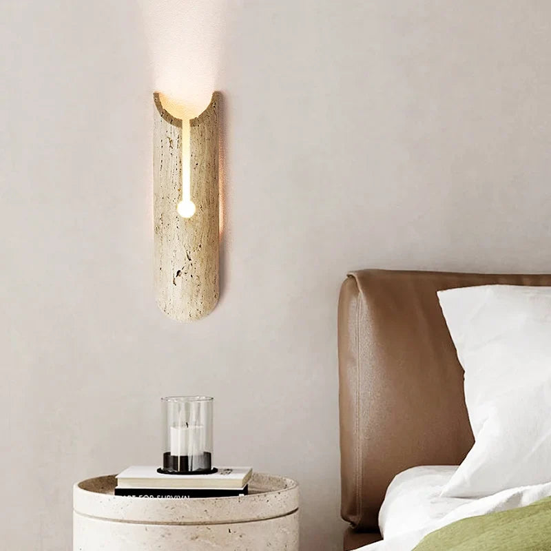 Afralia™ Natural Yellow Travertine Stone LED Wall Light