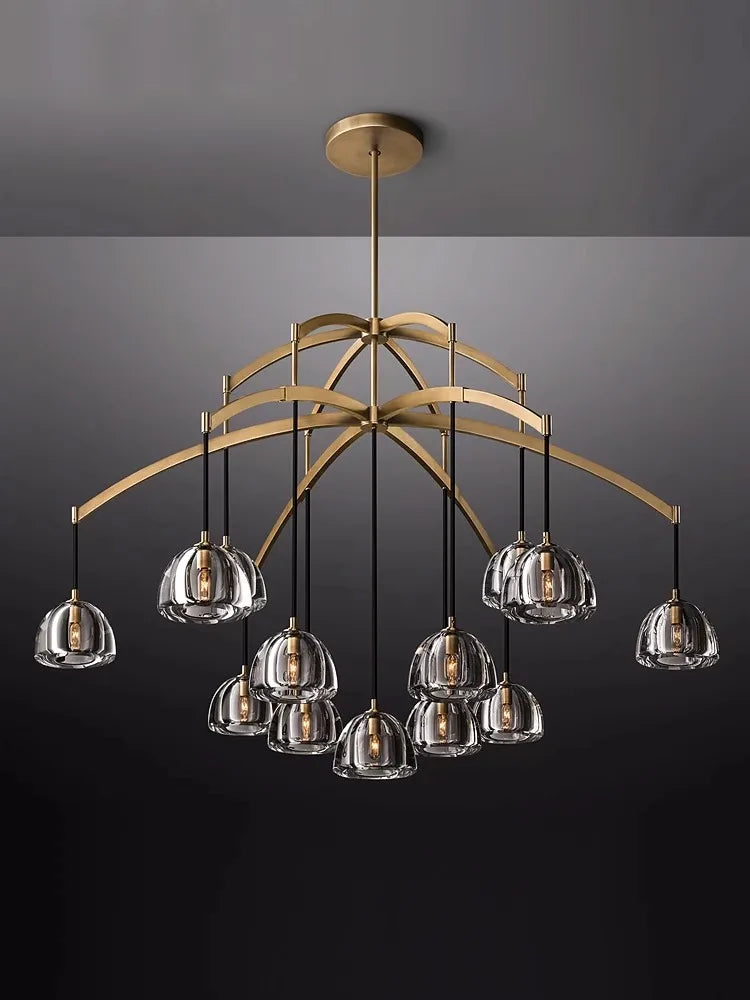 Afralia™ Black Brass American Series Crystal Copper LED Chandelier for Dinning Room
