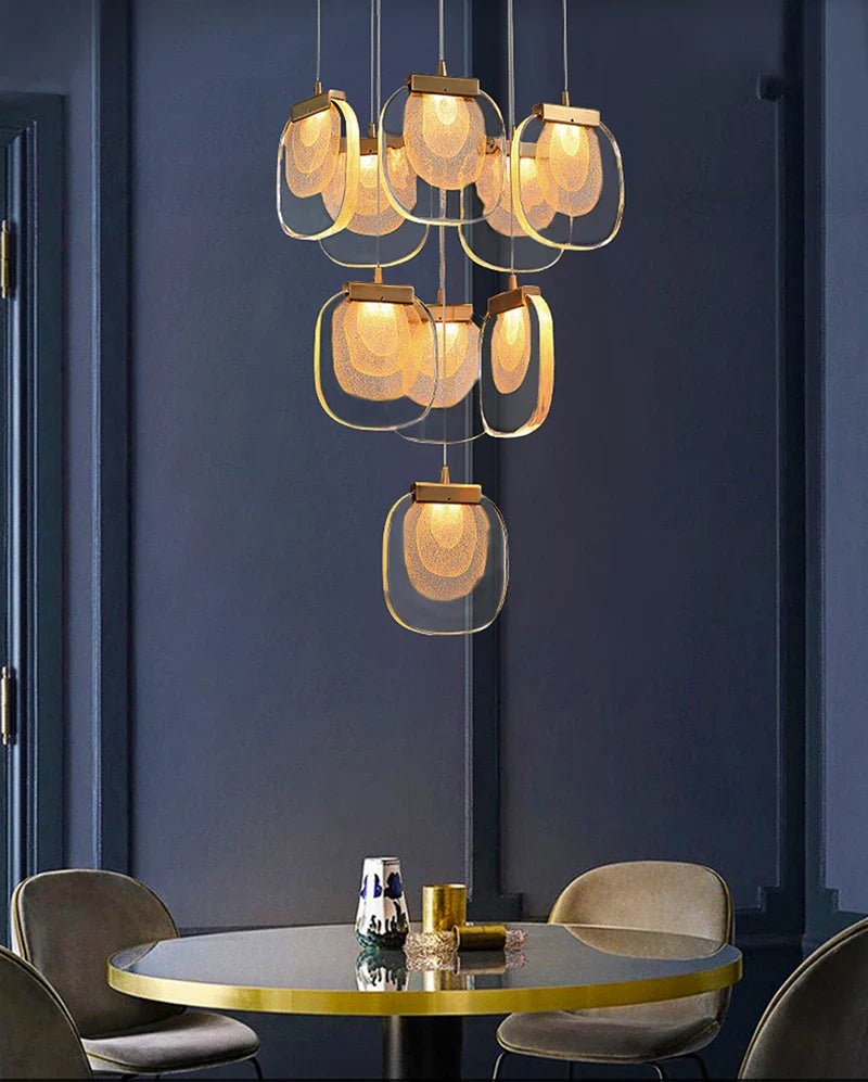 Afralia™ Luxury Gold Crystal Chandelier LED Hallway Lighting Fixture