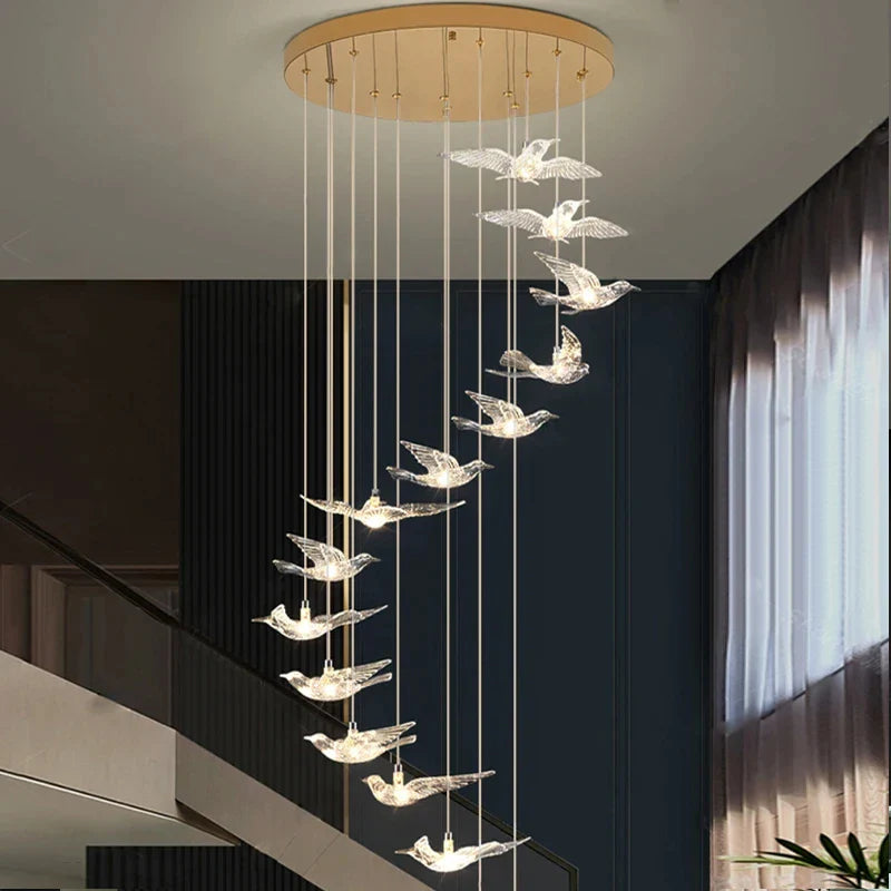 Afralia™ Bird Design LED Chandelier for Luxury Living Room and Restaurant