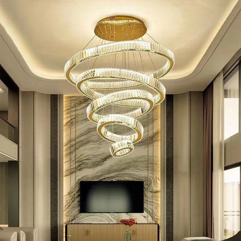 Afralia™ Crystal Chandelier: Modern Luxury Golden Lighting for Villa, Duplex Hall