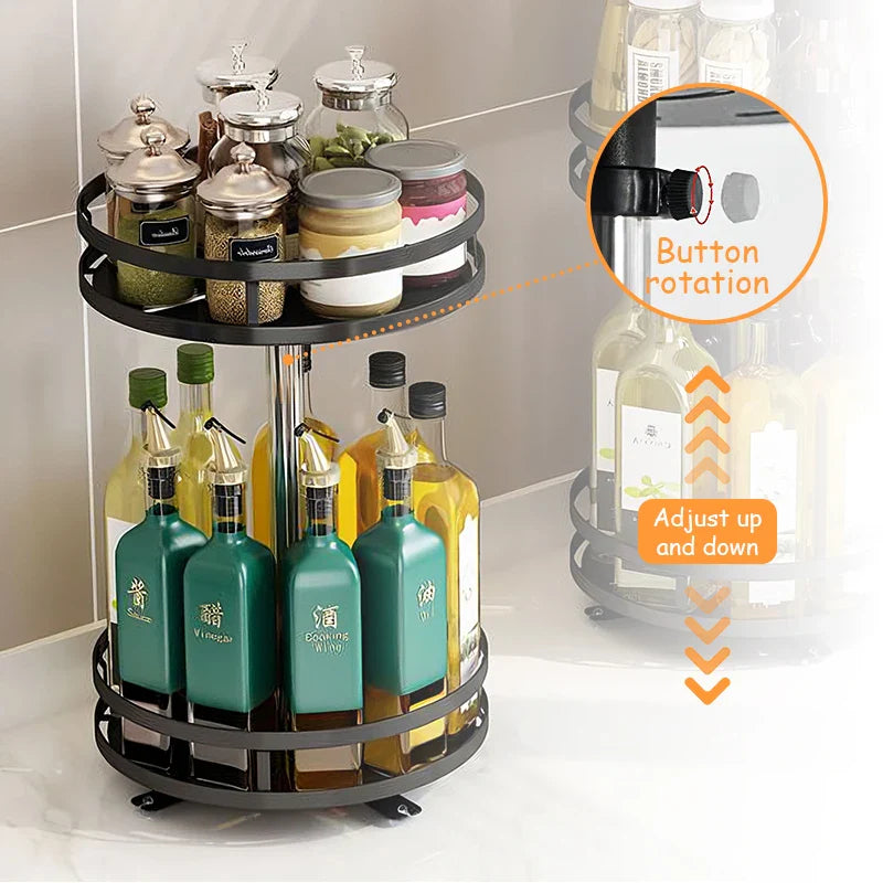 Afralia™ Spice Storage Organizer Rack for Kitchen Seasoning Jars Rotation Shelf