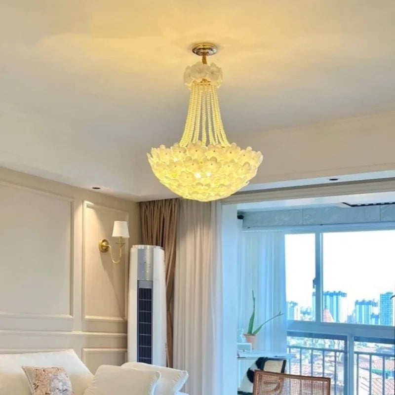 Afralia™ Glass Petal Pearl Ceiling Pendant Light