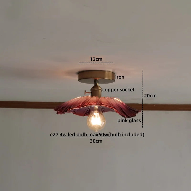 Afralia™ Amber Glass LED Ceiling Lights Modern Home Lighting Copper Socket