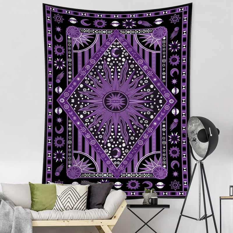 Afralia™ Psychedelic Sun Planet Tarot Tapestry for Home Decor