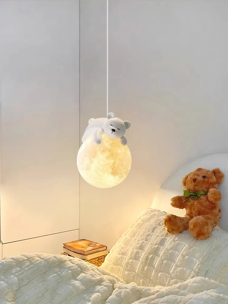 Afralia™ Moon LED Chandelier for Children's Room, Bedroom, Dining Room - Modern and Creative Lighting