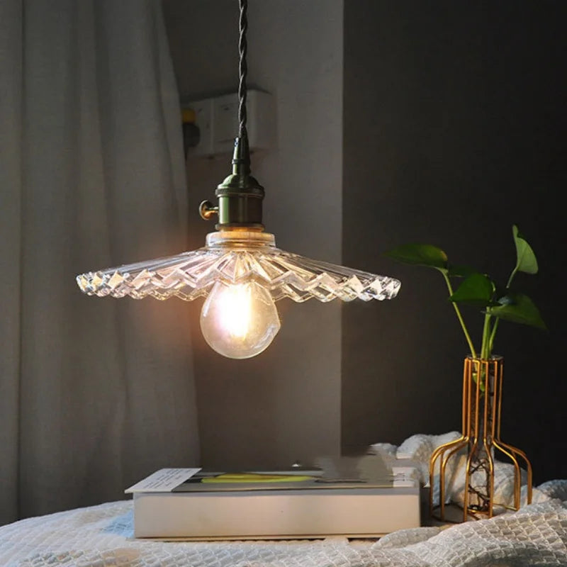 Afralia™ Glass Walnut LED Pendant Light Adjustable Hanging Lamp Modern Nordic Design